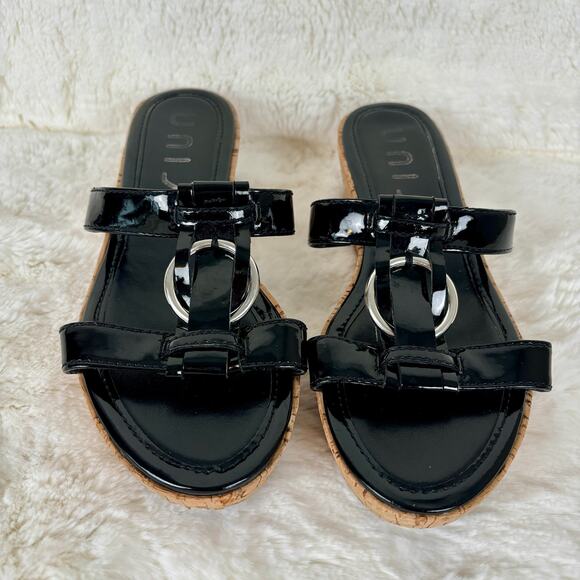 Unisa Platform Wedge Sandal Cork Metal Black Women’s Size 8M - Picture 2 of 7